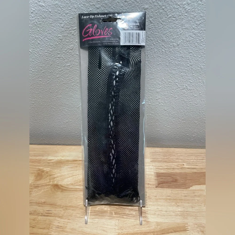 ❤️‍🔥3/$15❤️‍🔥Black Fishnet Gloves with Lace-Up Sleeve - Black - NWT